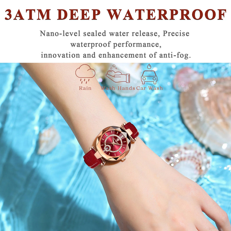 POEDAGAR Luxury Watch for Women High Quality Waterproof Date Leather Ladies Watches Dress Casual Quartz Women's Watch reloj +box