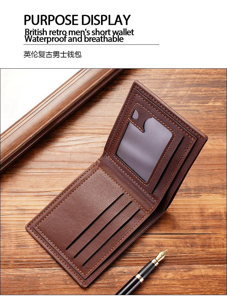 Men Short Bifold Faux Leather Masculina Billetera Credit ID Card Holder Wallet Billfold Purse Clutch Solid Hombre Business Slim