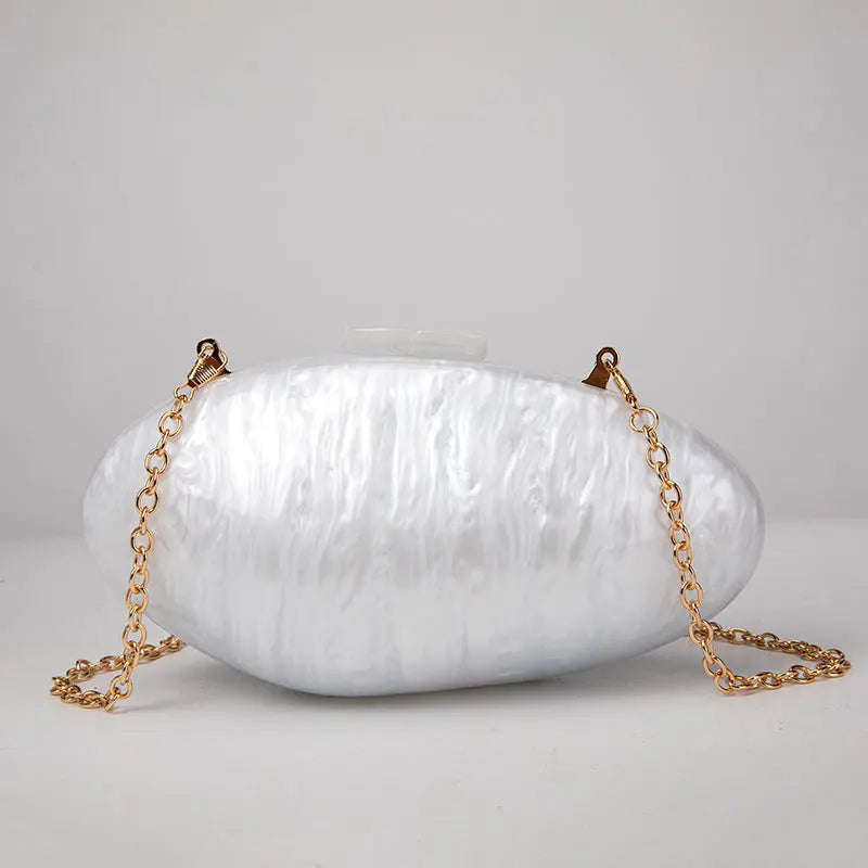 Pearl Acrylic Evening Bags Designer Luxury Clutch Purse Mini Women's Wallet Shell Chain Shoulder Crossbody Wedding Party Handbag