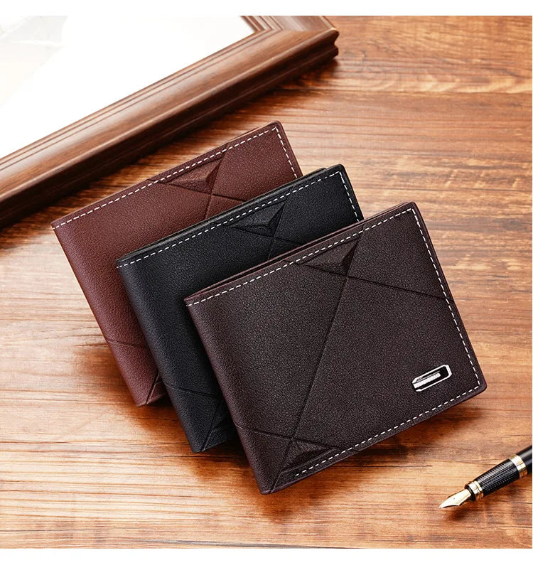 Men Short Bifold Faux Leather Masculina Billetera Credit ID Card Holder Wallet Billfold Purse Clutch Solid Hombre Business Slim