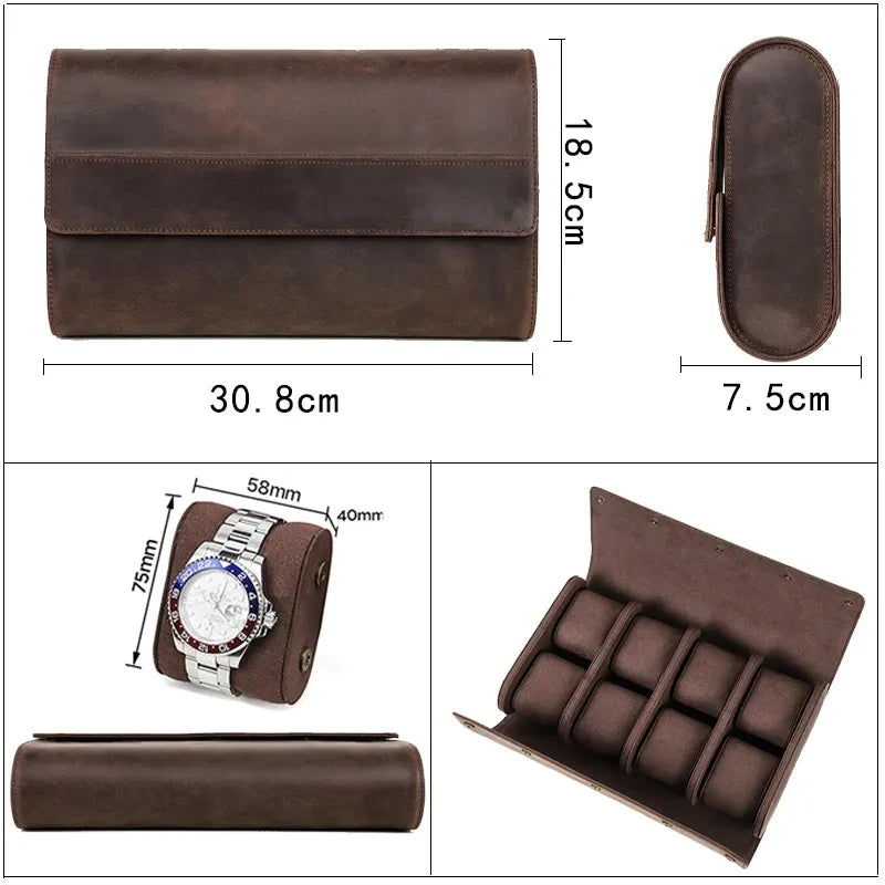 Leather Watch Box Organizer for Men Travel Storage Bag Luxury Watches Package Case for Watch Portable Retro Display