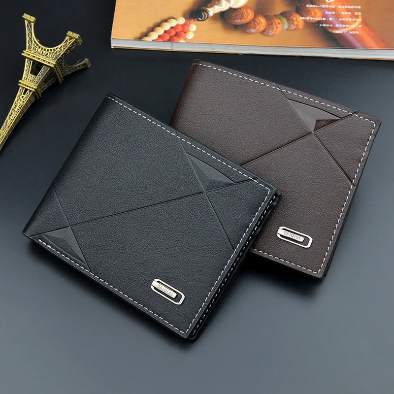 Men Short Bifold Faux Leather Masculina Billetera Credit ID Card Holder Wallet Billfold Purse Clutch Solid Hombre Business Slim